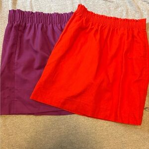 J. Crew Purple and Orange Elastic Waist Midi Skirts